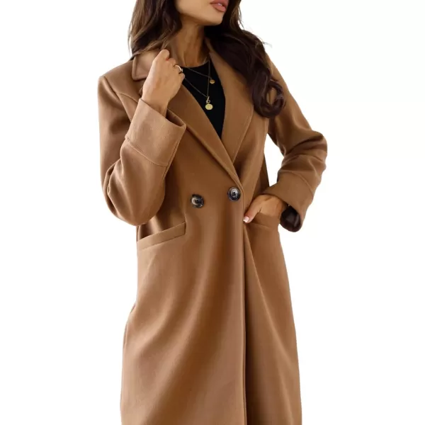 CHARTOU Women's Wool Blend Single-Row-Button Double Breasted Trench Coat