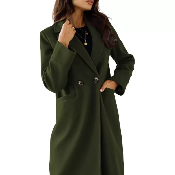 CHARTOU Women's Wool Blend Single-Row-Button Double Breasted Trench Coat