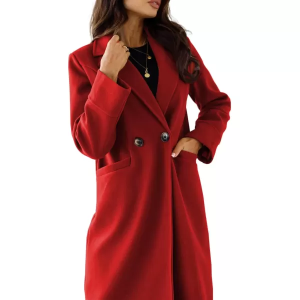 CHARTOU Women's Wool Blend Single-Row-Button Double Breasted Trench Coat