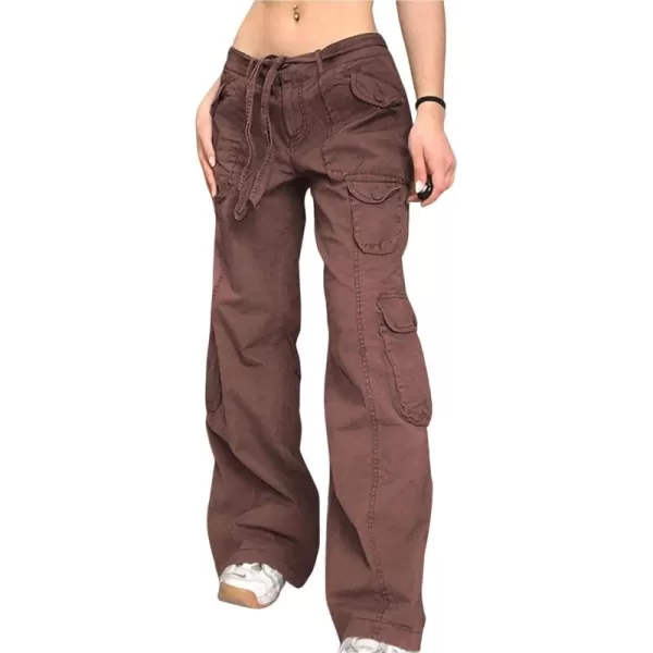 CHARTOU Baggy Cargo Pants Women Casual Cargo Jeans Wide Leg Denim Pants y2k High Waist Belt Pocket Slacks