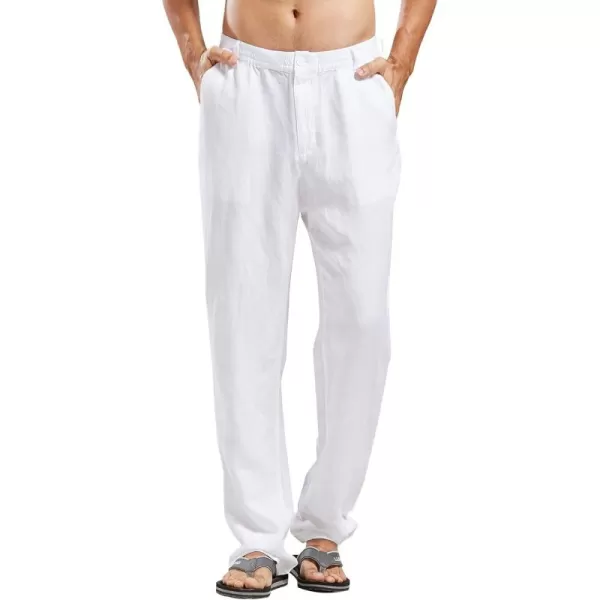 CHARTOU Man's Summer Casual Stretched Waist Loose Fit Linen Beach Pants