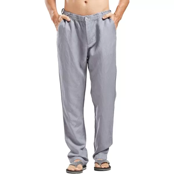 CHARTOU Man's Summer Casual Stretched Waist Loose Fit Linen Beach Pants