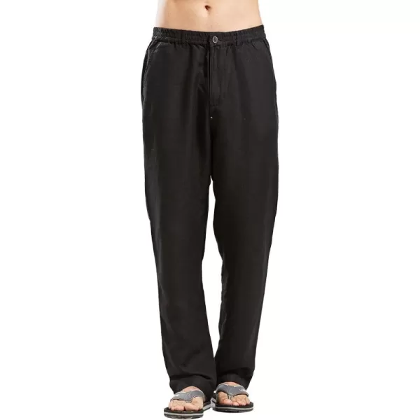 CHARTOU Man's Summer Casual Stretched Waist Loose Fit Linen Beach Pants