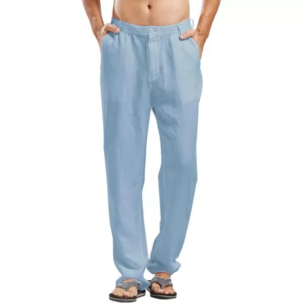 CHARTOU Man's Summer Casual Stretched Waist Loose Fit Linen Beach Pants