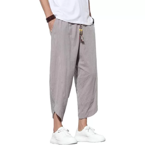 CHARTOU Men's Baggy Drawstring Waist Wide-Leg Loose Fit Lightweight Harem Crop Pants