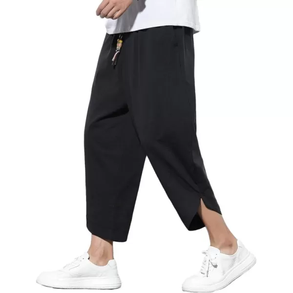 CHARTOU Men's Baggy Drawstring Waist Wide-Leg Loose Fit Lightweight Harem Crop Pants
