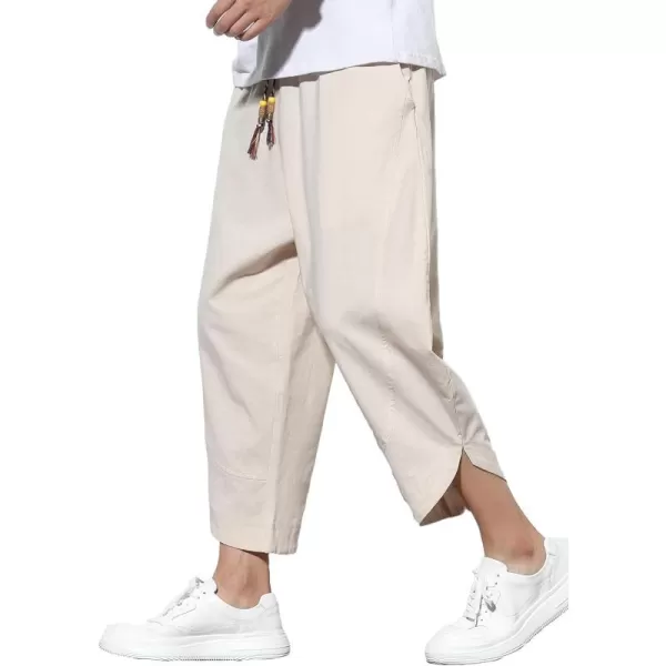 CHARTOU Men's Baggy Drawstring Waist Wide-Leg Loose Fit Lightweight Harem Crop Pants