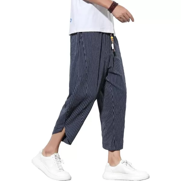 CHARTOU Men's Baggy Drawstring Waist Wide-Leg Loose Fit Lightweight Harem Crop Pants