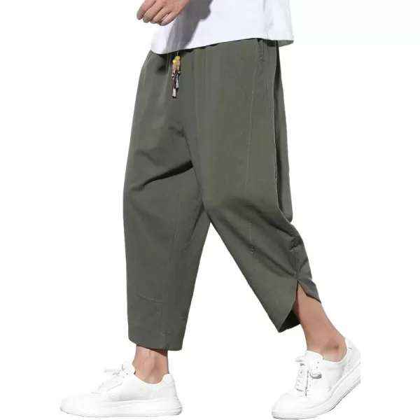 CHARTOU Men's Baggy Drawstring Waist Wide-Leg Loose Fit Lightweight Harem Crop Pants