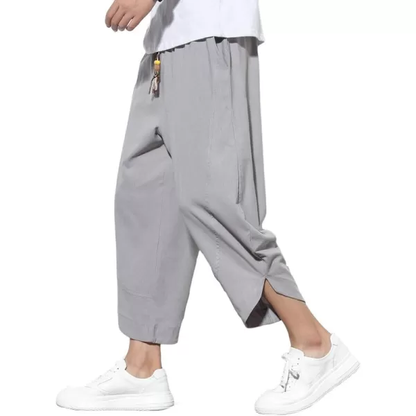 CHARTOU Men's Baggy Drawstring Waist Wide-Leg Loose Fit Lightweight Harem Crop Pants