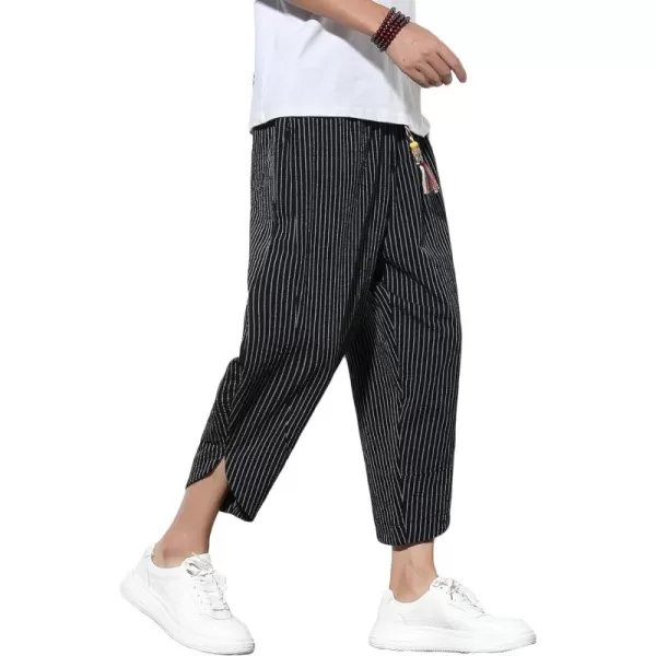 CHARTOU Men's Baggy Drawstring Waist Wide-Leg Loose Fit Lightweight Harem Crop Pants