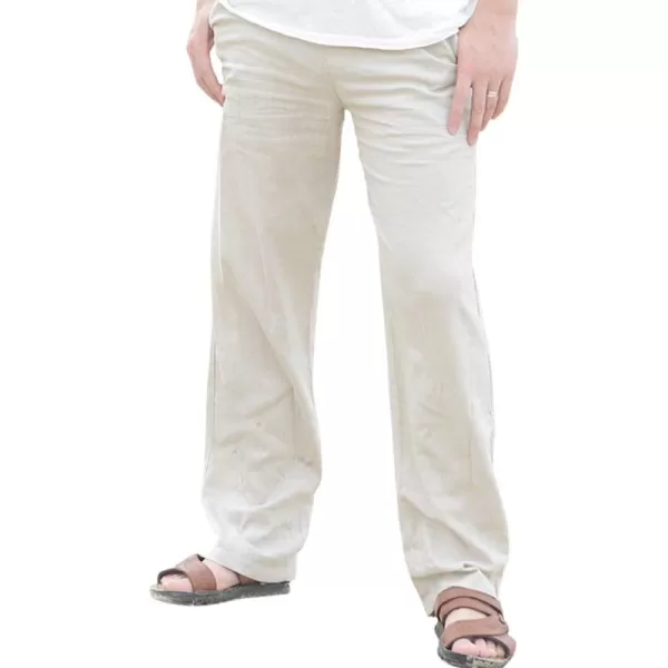 CHARTOU Men's Casual Stretched Drawstring Mid-Waist Loose Fit Lightweight Straight Leg Linen Summer Beach Pant