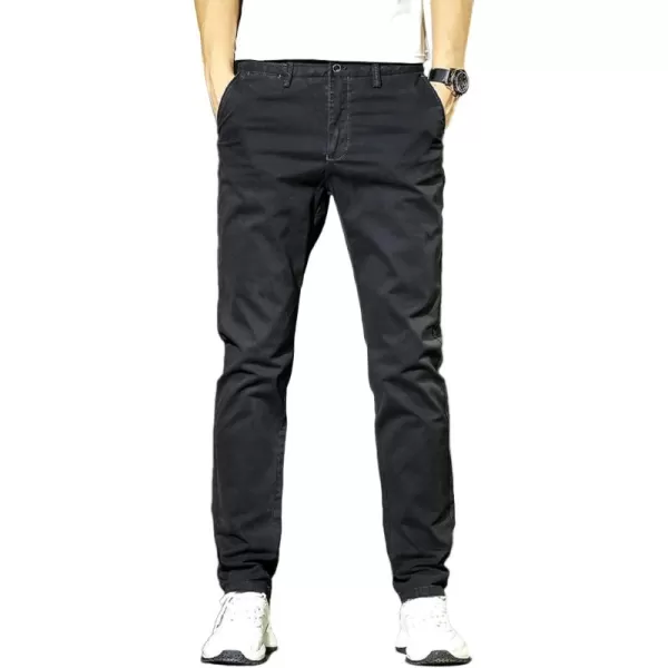 CHARTOU Men's Comfort Mid-Rise Regular Fit Flat Front Cotton Chino Pants