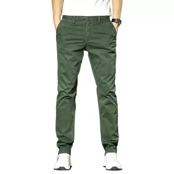 CHARTOU Men's Comfort Mid-Rise Regular Fit Flat Front Cotton Chino Pants