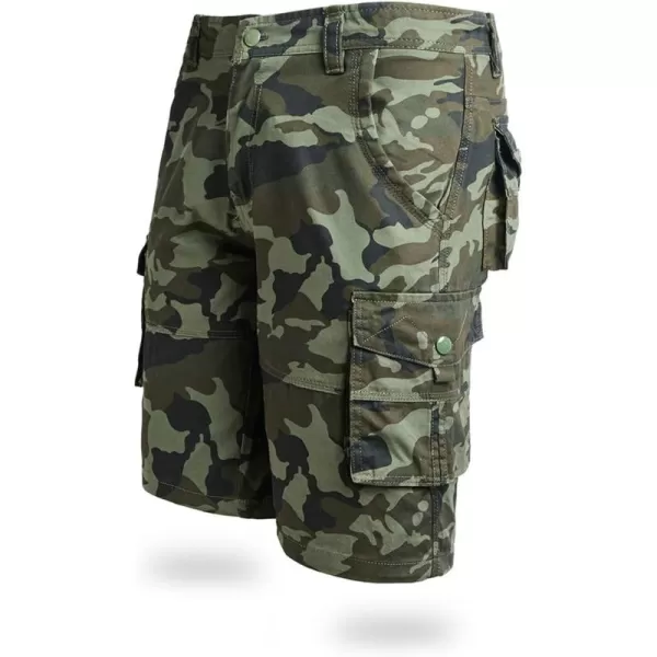 CHARTOU Men's Regular Fit Twill Cargo Shorts Outdoor Work Camo Multi-Pocket Shorts