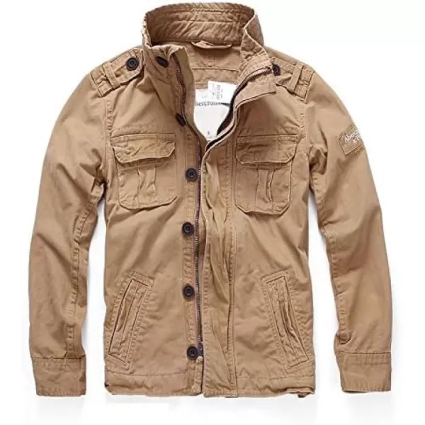 CHARTOU Men's Sport Stand Collar Military Camouflage Active Cargo Jacket Outwear
