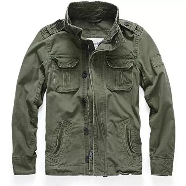 CHARTOU Men's Sport Stand Collar Military Camouflage Active Cargo Jacket Outwear