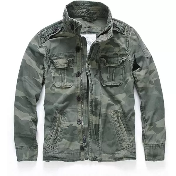 CHARTOU Men's Sport Stand Collar Military Camouflage Active Cargo Jacket Outwear