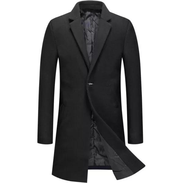 CHARTOU Men's Thicken 1 Button Quilted Peacoat Windproof Wool Coat Overcoat