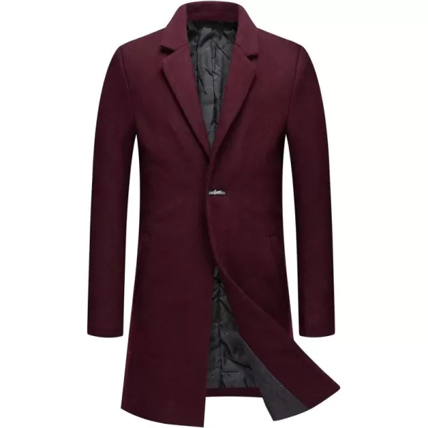 CHARTOU Men's Thicken 1 Button Quilted Peacoat Windproof Wool Coat Overcoat