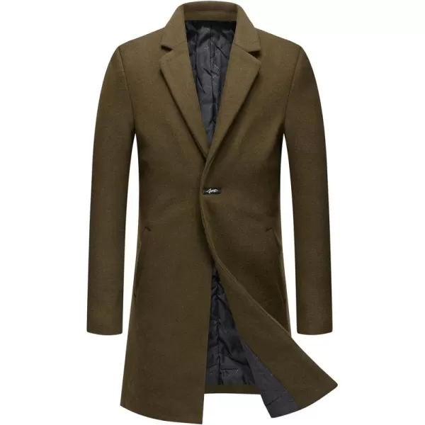 CHARTOU Men's Thicken 1 Button Quilted Peacoat Windproof Wool Coat Overcoat