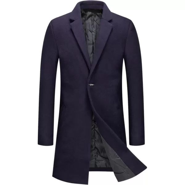 CHARTOU Men's Thicken 1 Button Quilted Peacoat Windproof Wool Coat Overcoat