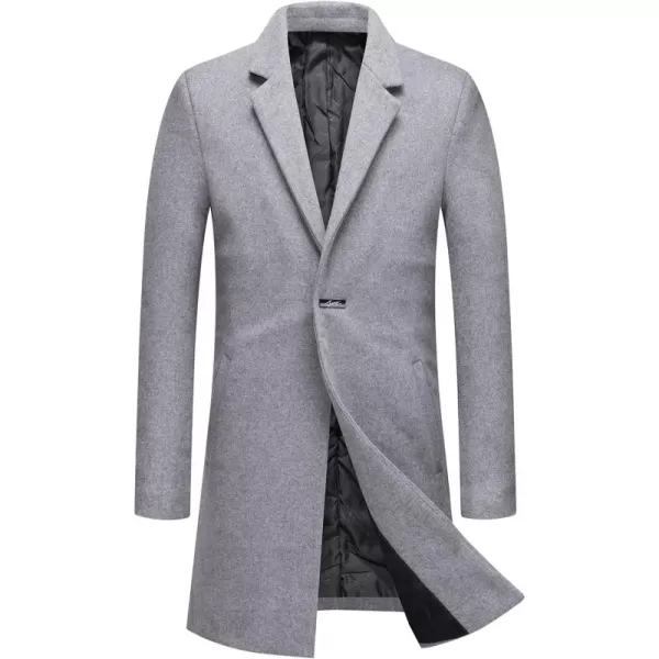 CHARTOU Men's Thicken 1 Button Quilted Peacoat Windproof Wool Coat Overcoat