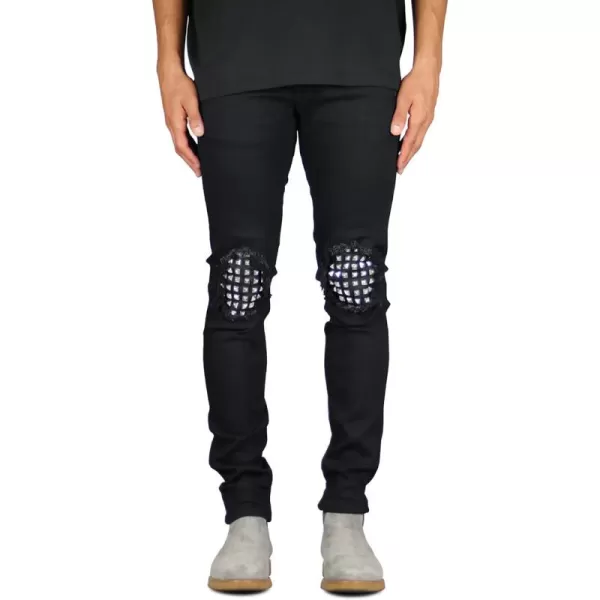 CHARTOU Men's Vintage Destroyed Holes Patchwork Ripped Distressed Skinny Tapered Leg Jeans