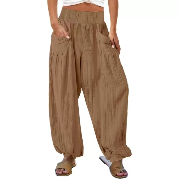 CHARTOU Summer Wide Leg Sweatpants Women Palazzo Pants Loose Elastic Waist Lounge Slacks Beach Pants with Pockets
