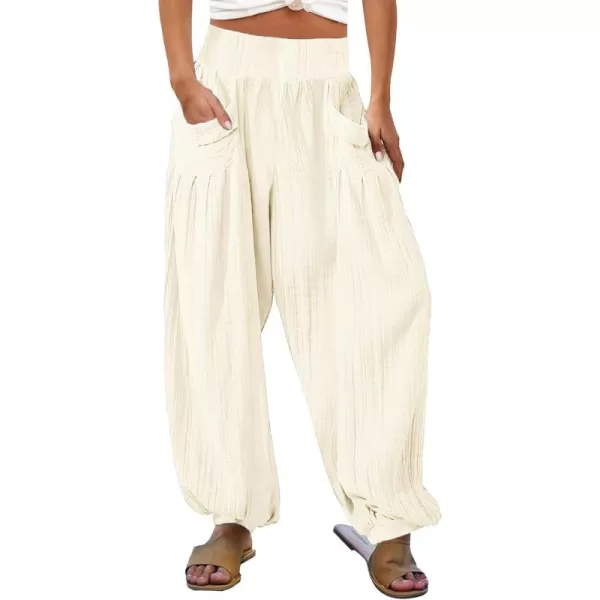 CHARTOU Summer Wide Leg Sweatpants Women Palazzo Pants Loose Elastic Waist Lounge Slacks Beach Pants with Pockets