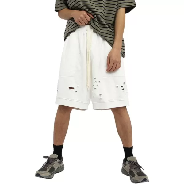 CHARTOU Unisex-Adult's Fashion Broken Drawstring Elastic Waist Cotton Casual Loose Athletic Shorts