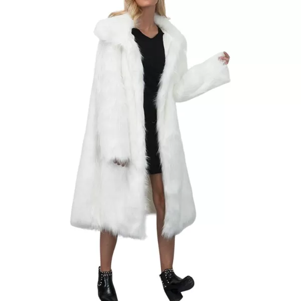 CHARTOU Warm Long Faux Fur Coat Women Winter Jacket Fluffy Fur Jacket Snow Fuzzy Long Sleeve Overcoat Pockets