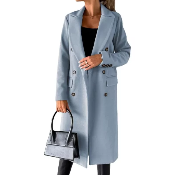 CHARTOU Women Casual Double Breasted Mid Long Pea Coat Winter Notched Lapel Wool Coat Jacket Overcoat