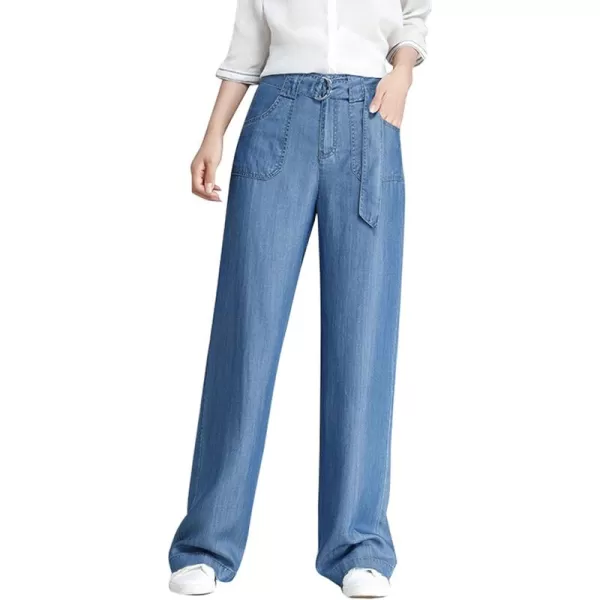 CHARTOU Women Chic High-Rise Wide Leg Jeans Long Palazzo Denim Pants
