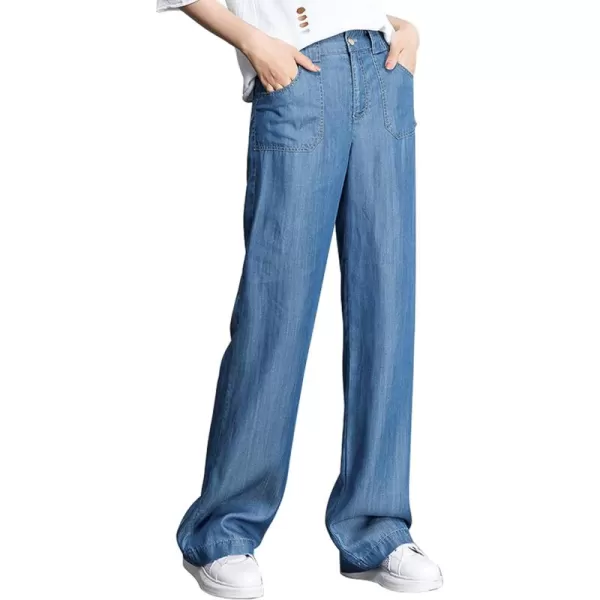 CHARTOU Women Chic High-Rise Wide Leg Jeans Long Palazzo Denim Pants