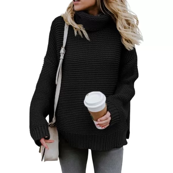 CHARTOU Women Chunky Knitted Turtleneck Sweater Oversized Cable Knit Sweater Pullover Warm Jumper Top