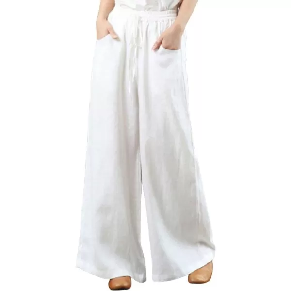 CHARTOU Women Cotton Wide Leg Linen Pants Palazzo High Waist Trousers Beach Gaucho Pants Summer Flowy Culottes