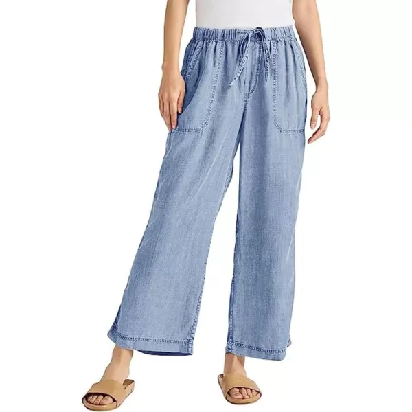 CHARTOU Women Elastic Waist Denim Jean Tencel Pants Pull On Wide Leg Jeans Baggy Palazzo Pants Lightweight