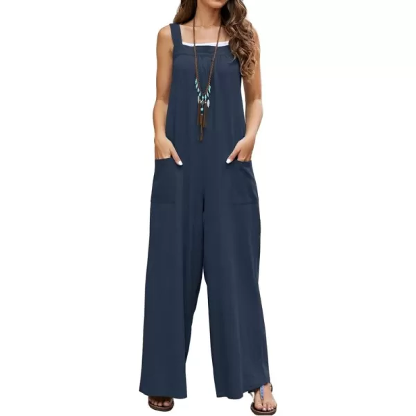 CHARTOU Women's Baggy Straight Wide-Leg Suspender Straps Bib Jumpsuit Overall Rompers