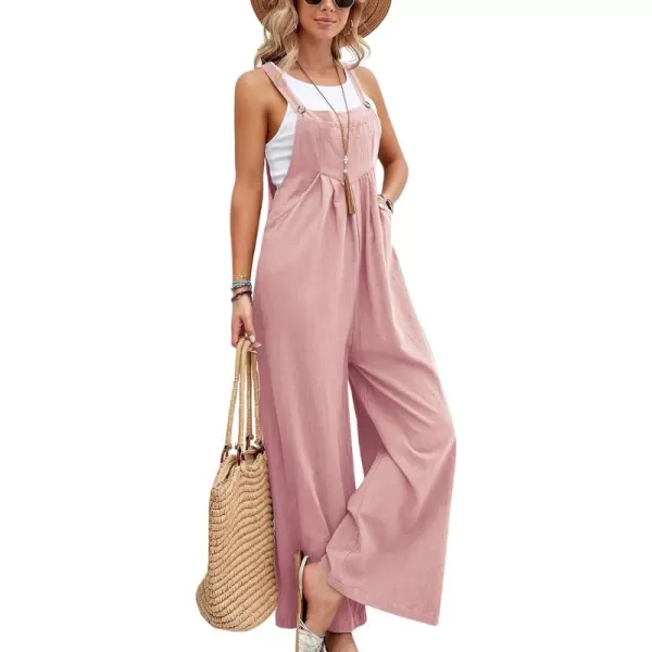 CHARTOU Women's Bib Overalls Sleeveless Loose Wide Leg Jumpsuits Rompers with Pockets