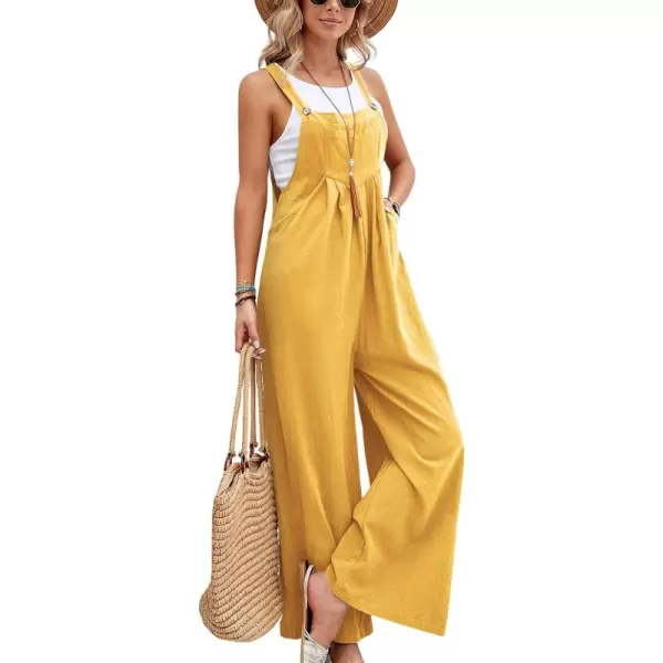 CHARTOU Women's Bib Overalls Sleeveless Loose Wide Leg Jumpsuits Rompers with Pockets