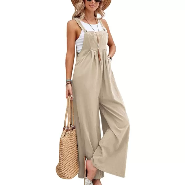 CHARTOU Women's Bib Overalls Sleeveless Loose Wide Leg Jumpsuits Rompers with Pockets