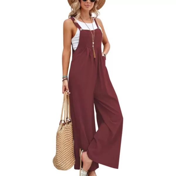 CHARTOU Women's Bib Overalls Sleeveless Loose Wide Leg Jumpsuits Rompers with Pockets
