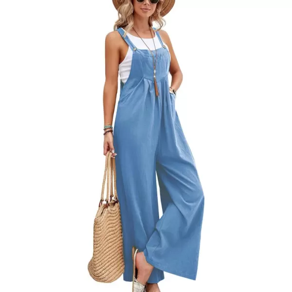 CHARTOU Women's Bib Overalls Sleeveless Loose Wide Leg Jumpsuits Rompers with Pockets