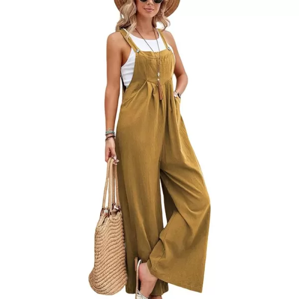 CHARTOU Women's Bib Overalls Sleeveless Loose Wide Leg Jumpsuits Rompers with Pockets