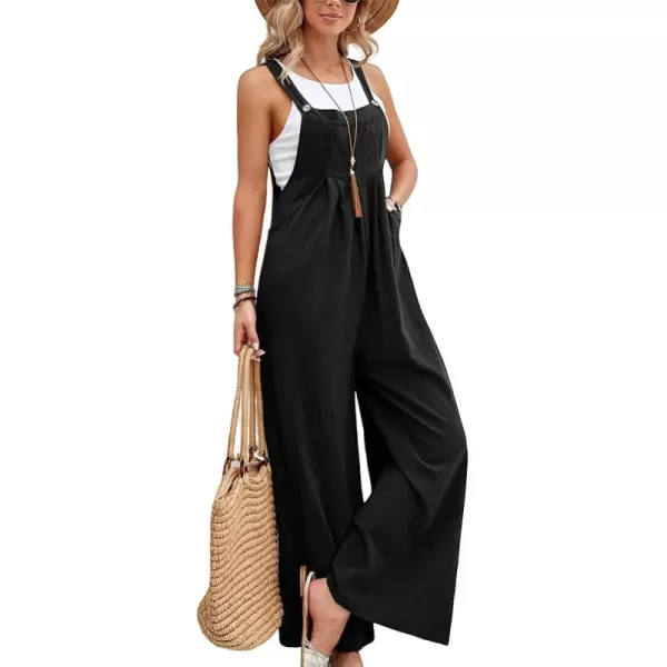 CHARTOU Women's Bib Overalls Sleeveless Loose Wide Leg Jumpsuits Rompers with Pockets