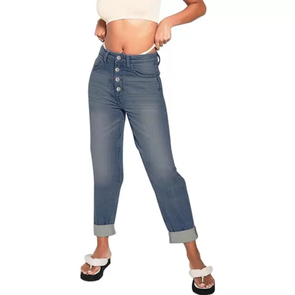 CHARTOU Women's Casual Denim High Waist 5-Pocket Straight Leg Jeans Pants