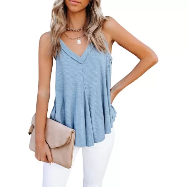 CHARTOU Women's Comfy V-Neck Sleeveless Irregular Pleats A-Line Camisole Shirt Tank Tops