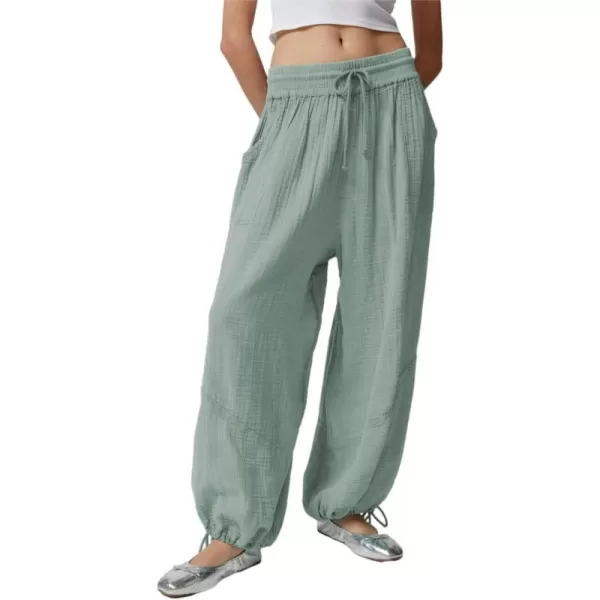CHARTOU Women's Drawstring Elastic Waist Wide Leg Pants Lounge Lightweight Beach Palazzo Pants Pajamas