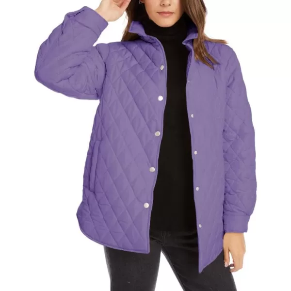 CHARTOU Women's Fall Winter Puffer Diamond-Quilted Button Up Shacket Lightweight Jacket Coat Outwear